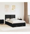 vidaXL Bed Frame with Drawer Black Oak 135 x 190 cm Engineered Wood
