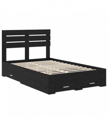 vidaXL Bed Frame with Drawer Black Oak 135 x 190 cm Engineered Wood