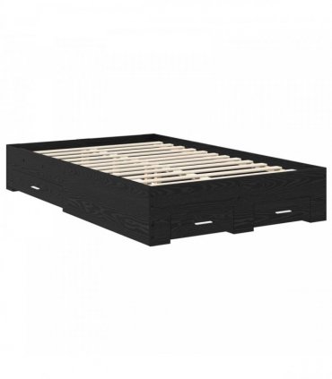 vidaXL Bed Frame with Drawer Black Oak 135 x 190 cm Engineered Wood