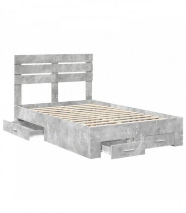 vidaXL Bed Frame Concrete Grey 120 x 190 cm Engineered Wood