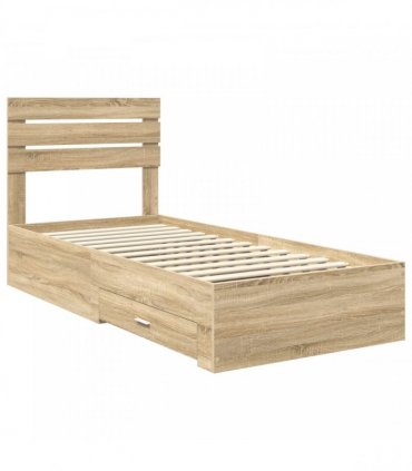 vidaXL Bed Frame with Drawer Sonoma Oak 90 x 200 cm Engineered Wood
