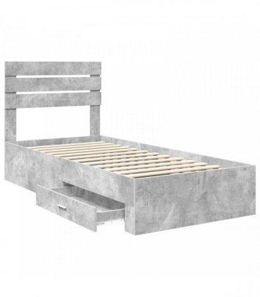 vidaXL Bed Frame with Drawer Concrete Grey 90 x 200 cm Engineered Wood