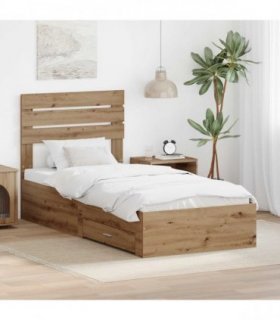 vidaXL Bed Frame with Drawer Artisan Oak 90 x 200 cm Engineered Wood