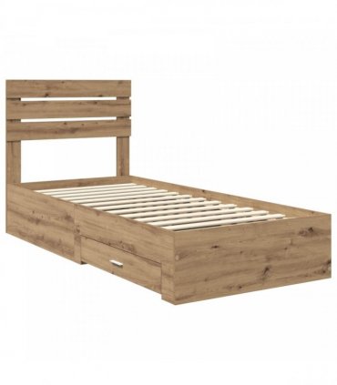 vidaXL Bed Frame with Drawer Artisan Oak 90 x 200 cm Engineered Wood