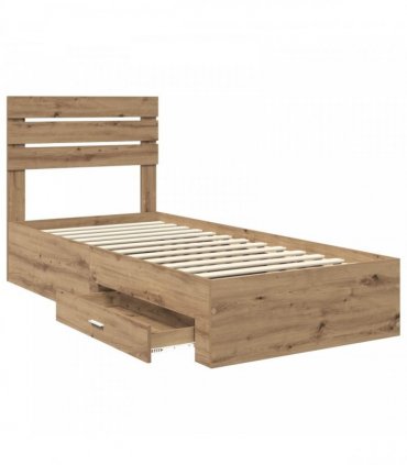 vidaXL Bed Frame with Drawer Artisan Oak 90 x 200 cm Engineered Wood