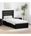 vidaXL Bed Frame with Drawer Black Oak 90 x 190 cm Engineered Wood