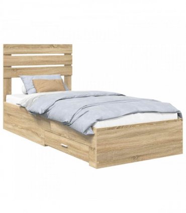 vidaXL Bed Frame with Drawer Sonoma Oak 90 x 190 cm Engineered Wood