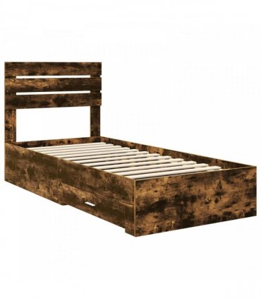 vidaXL Bed Frame with Drawer Smoked Oak 90 x 190 cm Engineered Wood