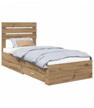 vidaXL Bed Frame with Drawer Artisan Oak 90 x 190 cm Engineered Wood