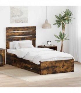 vidaXL Bed Frame Smoked Oak and Silver 75 x 190 cm Engineered Wood