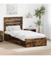 vidaXL Bed Frame Smoked Oak and Silver 75 x 190 cm Engineered Wood