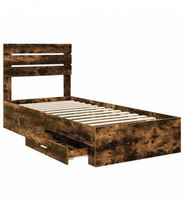 vidaXL Bed Frame Smoked Oak and Silver 75 x 190 cm Engineered Wood