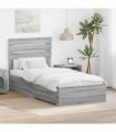 vidaXL Bed Frame Grey Sonoma and Silver 75 x 190 cm Engineered Wood