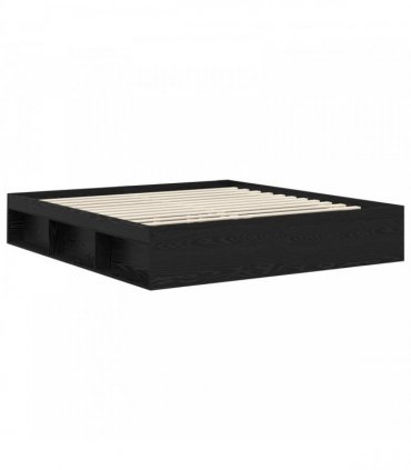 vidaXL Bed Frame with Headboard Black 200 x 200 cm Solid Pine Wood
