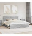 vidaXL Bed Frame Grey Sonoma 200 x 200 cm Solid Pine Wood