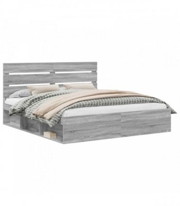 vidaXL Bed Frame Grey Sonoma 200 x 200 cm Solid Pine Wood