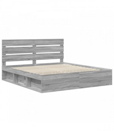 vidaXL Bed Frame Grey Sonoma 200 x 200 cm Solid Pine Wood