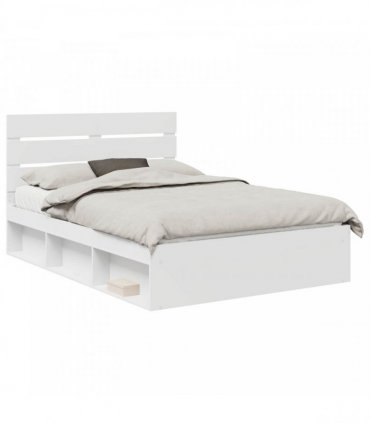 vidaXL Bed Frame with Headboard White 160 x 200 cm Solid Pine Wood