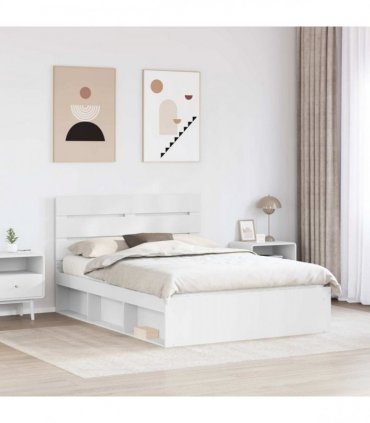 vidaXL Bed Frame with Headboard White 160 x 200 cm Solid Pine Wood