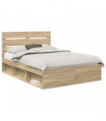 vidaXL Bed Frame Sonoma Oak 150 x 200 cm Solid Pine Wood
