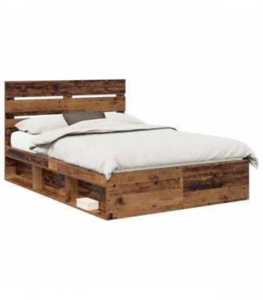 vidaXL Bed Frame with Headboard Old Wood 150 x 200 cm Solid Pine Wood