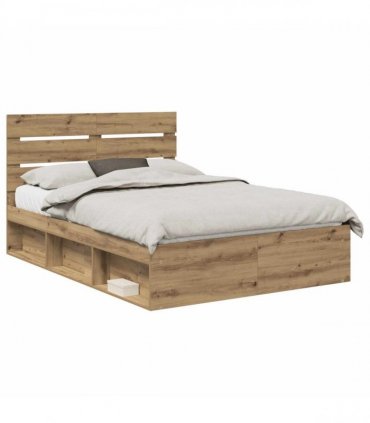 vidaXL Bed Frame Artisian Oak 150 x 200 cm Solid Pine Wood