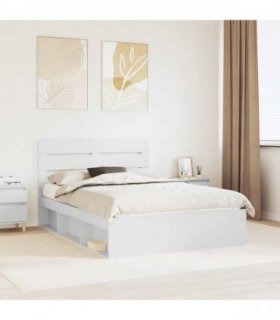 vidaXL Bed Frame with Headboard White 140 x 190 cm Solid Pine Wood