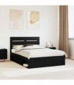 vidaXL Bed Frame with Headboard Black 140 x 190 cm Solid Pine Wood