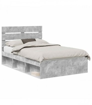 vidaXL Bed Frame Concerte Grey 135 x 190 cm Solid Pine Wood