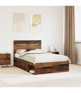 vidaXL Bed Frame with Headboard Old Wood 120 x 200 cm Solid Pine Wood