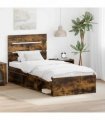 vidaXL Bed Frame Smoked Oak 100 x 200 cm Solid Pine Wood