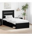 vidaXL Bed Frame Black Oak 75 x 190 cm Solid Pine Wood