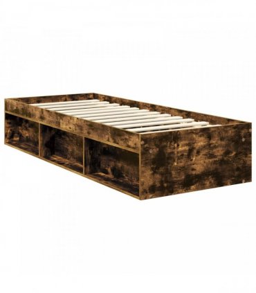 vidaXL Bed Frame Smoked Oak 75 x 190 cm Solid Pine Wood
