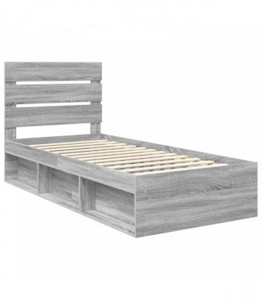 vidaXL Bed Frame Grey Sonoma 75 x 190 cm Solid Pine Wood
