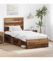 vidaXL Bed Frame with Headboard Old Wood 75 x 190 cm Solid Pine Wood