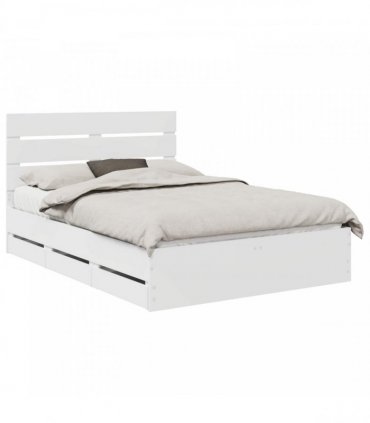 vidaXL Bed Frame with Drawer White 160 x 200 cm Engineer Wood