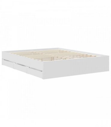 vidaXL Bed Frame with Drawer White 160 x 200 cm Engineer Wood