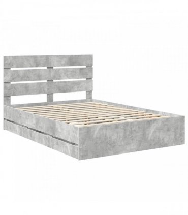 vidaXL Bed Frame with Drawer Concrete Grey 160 x 200 cm Engineer Wood