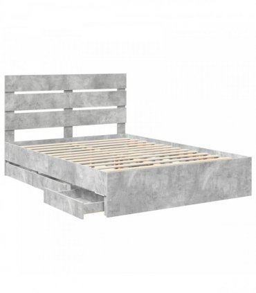 vidaXL Bed Frame with Drawer Concrete Grey 160 x 200 cm Engineer Wood