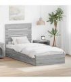 vidaXL Storage Bed with Drawer Grey Sonoma 90 x 190 cm Engineered Wood