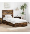 vidaXL Storage Bed with Drawer Smoked Oak 70 x 190 cm Engineered Wood