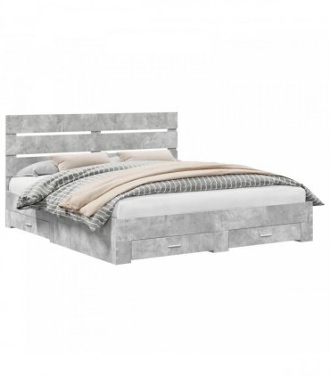 vidaXL Bed Frame Concrete Grey 180 x 200 cm Engineered Wood