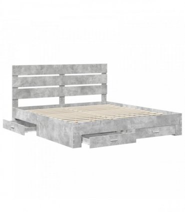 vidaXL Bed Frame Concrete Grey 180 x 200 cm Engineered Wood