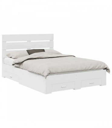 vidaXL Bed Frame with Drawer White 160 x 200 cm Engineered Wood