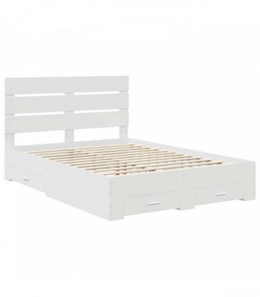 vidaXL Bed Frame with Drawer White 160 x 200 cm Engineered Wood