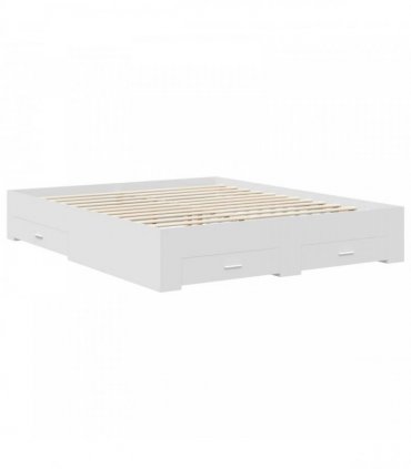 vidaXL Bed Frame with Drawer White 160 x 200 cm Engineered Wood