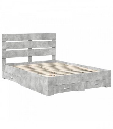 vidaXL Bed Frame Concrete Grey 160 x 200 cm Engineered Wood