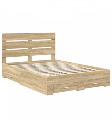 vidaXL Bed Frame with Drawer Sonoma Oak 150 x 200 cm Engineered Wood