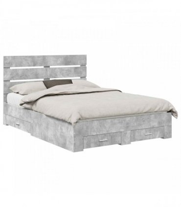vidaXL Bed Frame Concrete Grey 150 x 200 cm Engineered Wood