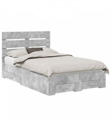 vidaXL Bed Frame Concrete Grey 135 x 190 cm Engineered Wood